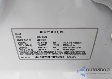 2022 Tesla Model Y Long Range Dual Motor All-Wheel Drive из США, поврежденный, VIN 7SAYGDEE5NF556083